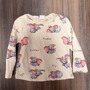 Zara Cream and Pink Dumbo Long Sleeve Tee